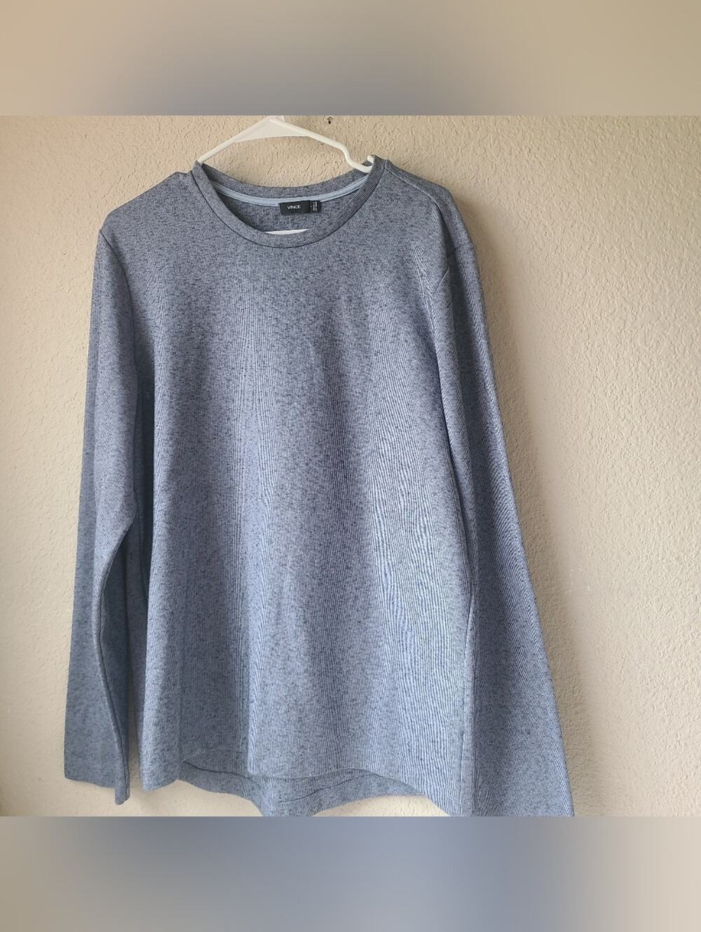Vince Men's Long Sleeve Crewneck Sweater Heather Blue Gray Size L